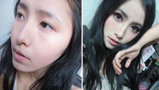 韩国化妆前后对比图片雷人,化妆前后