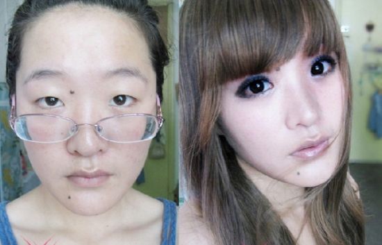 韩国化妆前后对比图片雷人,化妆前后对比照