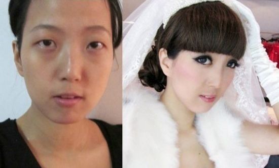 韩国化妆前后对比图片雷人,化妆前后对比照